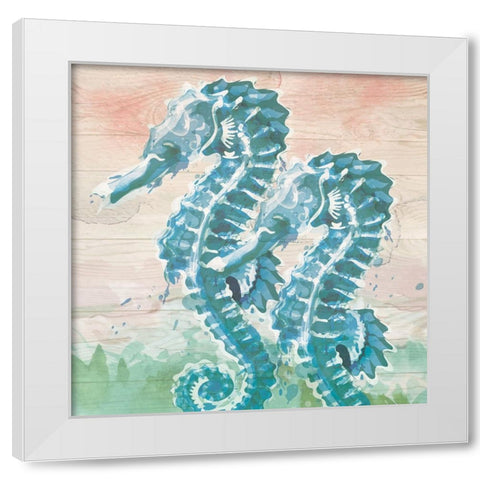 Sea Horses White Modern Wood Framed Art Print by ND Art