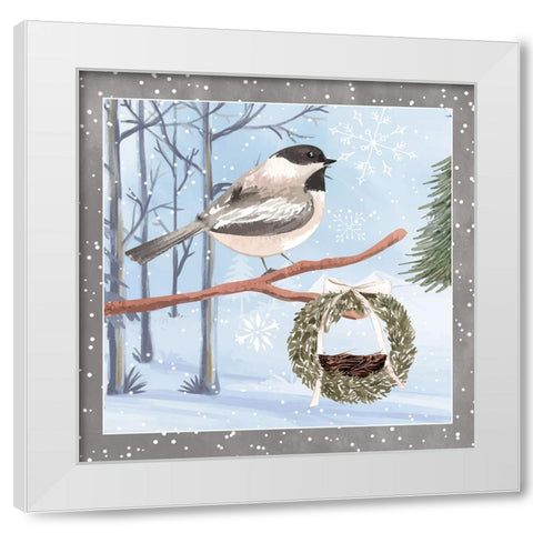 Chickadee White Modern Wood Framed Art Print by ND Art