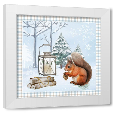 Squirrel White Modern Wood Framed Art Print by ND Art
