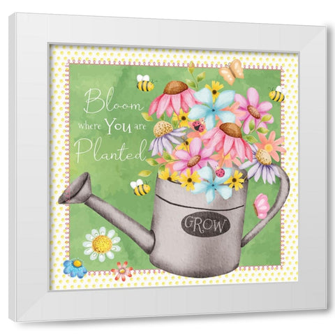 Bloom White Modern Wood Framed Art Print by ND Art