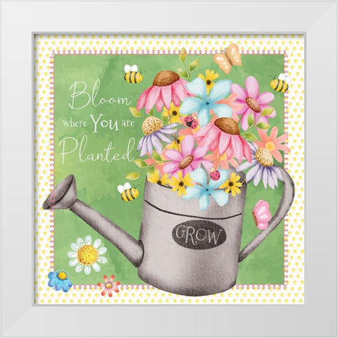 Bloom White Modern Wood Framed Art Print by ND Art