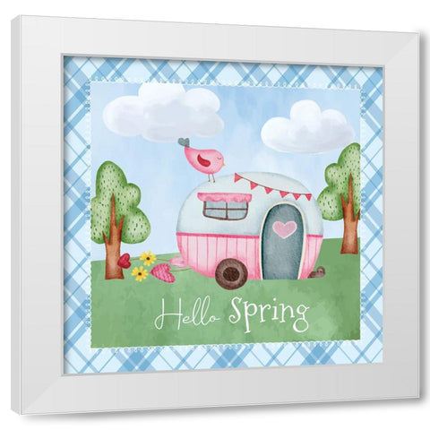 Hello Spring White Modern Wood Framed Art Print by ND Art