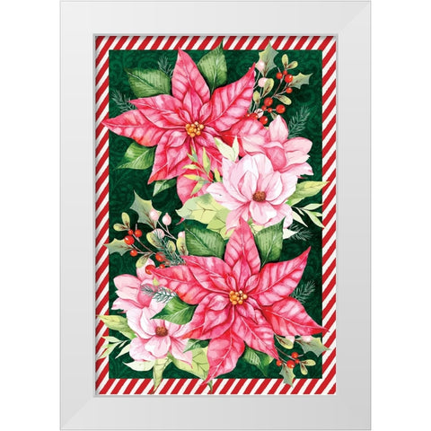Poinsettias White Modern Wood Framed Art Print by ND Art