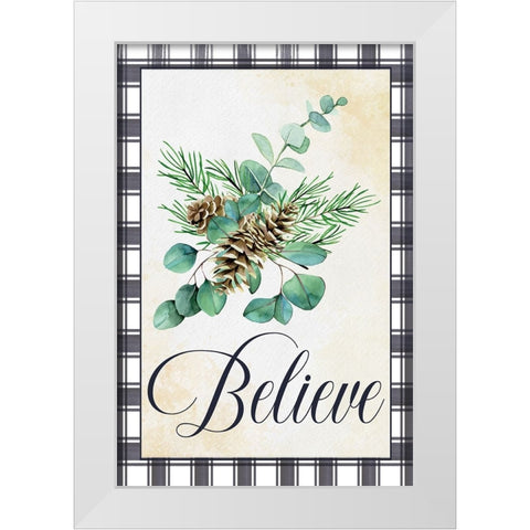 Believe White Modern Wood Framed Art Print by ND Art
