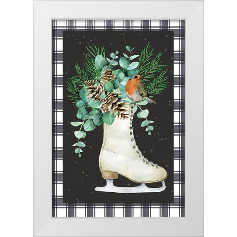Ice Skate White Modern Wood Framed Art Print by ND Art