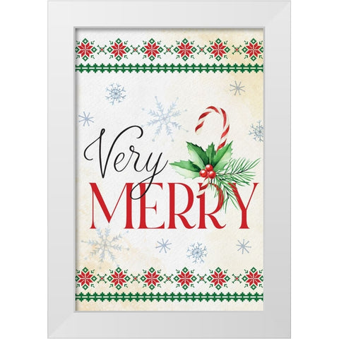 Very Merry White Modern Wood Framed Art Print by ND Art