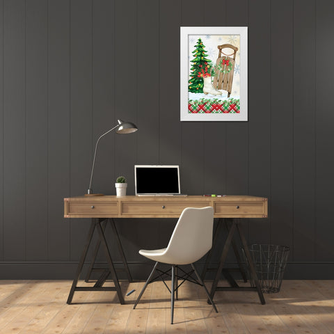 Sleigh White Modern Wood Framed Art Print by ND Art