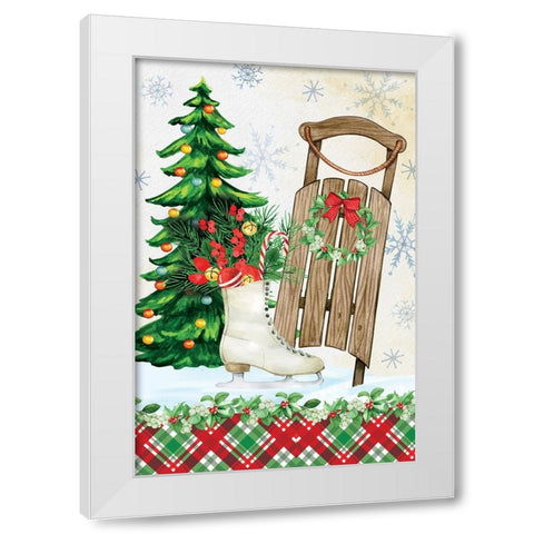 Sleigh White Modern Wood Framed Art Print by ND Art