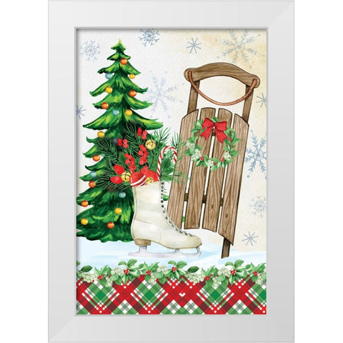 Sleigh White Modern Wood Framed Art Print by ND Art