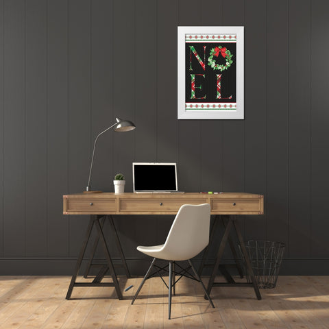 Noel Wreath White Modern Wood Framed Art Print by ND Art