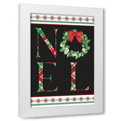 Noel Wreath White Modern Wood Framed Art Print by ND Art