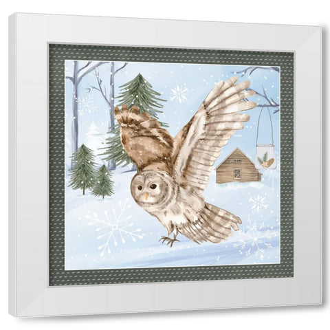 Snow Owl White Modern Wood Framed Art Print by ND Art