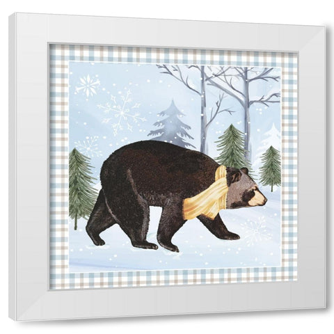Winter Bear White Modern Wood Framed Art Print by ND Art