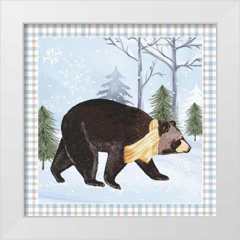 Winter Bear White Modern Wood Framed Art Print by ND Art