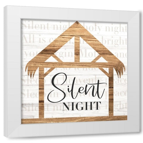 Silent Night White Modern Wood Framed Art Print by ND Art