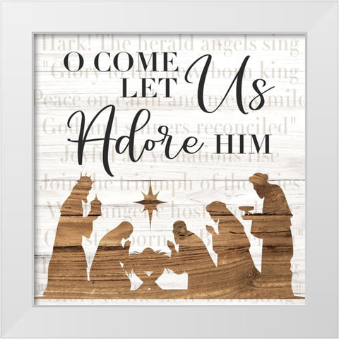 Let Us Adore Him White Modern Wood Framed Art Print by ND Art