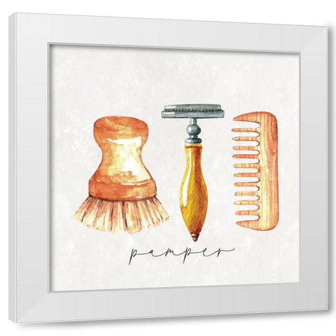 Pamper White Modern Wood Framed Art Print by ND Art