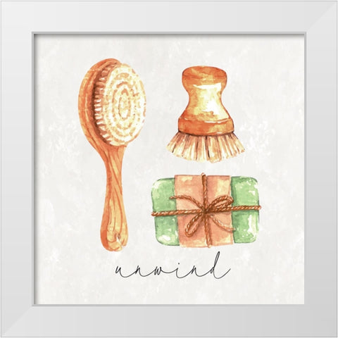 Unwind White Modern Wood Framed Art Print by ND Art