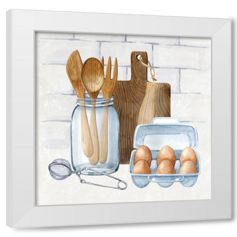 Kitchen Scene White Modern Wood Framed Art Print by ND Art