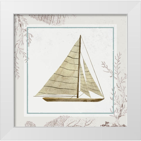 Sail Boat White Modern Wood Framed Art Print by ND Art