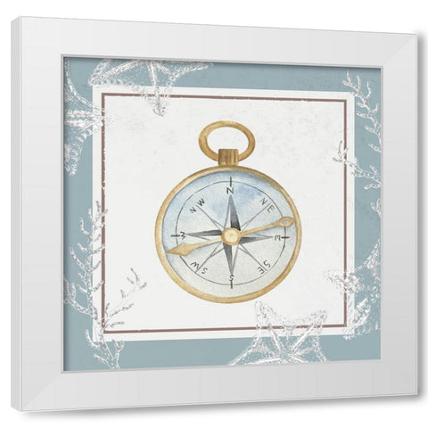 Compass White Modern Wood Framed Art Print by ND Art