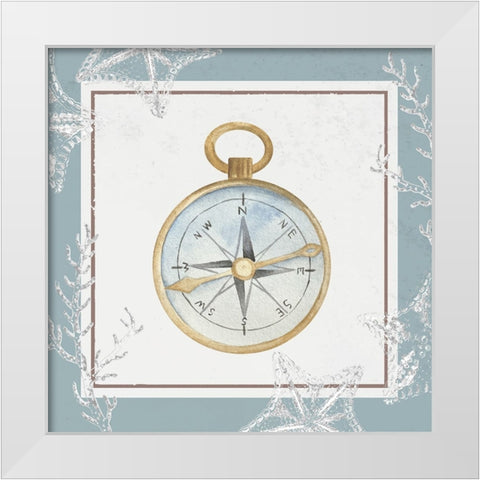 Compass White Modern Wood Framed Art Print by ND Art