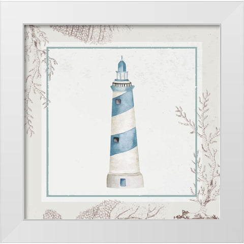 Lighthouse White Modern Wood Framed Art Print by ND Art