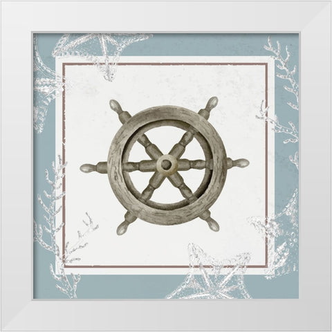 Helm White Modern Wood Framed Art Print by ND Art