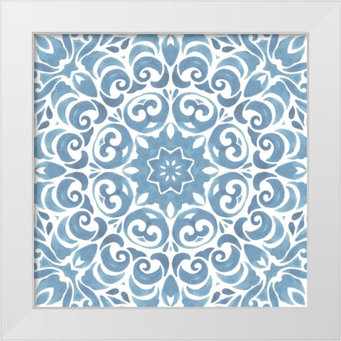 Coastal Blue Pattern II White Modern Wood Framed Art Print by ND Art
