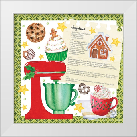 Gingerbread Cookies White Modern Wood Framed Art Print by ND Art