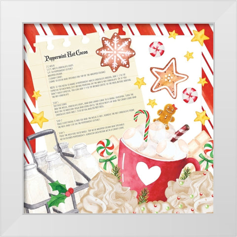 Peppermint Cocoa White Modern Wood Framed Art Print by ND Art