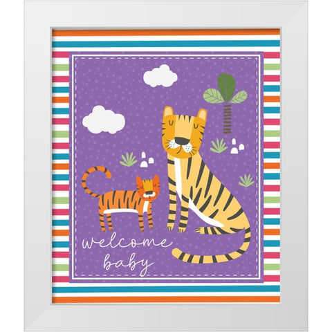 Welcome Baby White Modern Wood Framed Art Print by ND Art