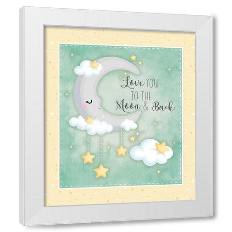 To the Moon and Back White Modern Wood Framed Art Print by ND Art