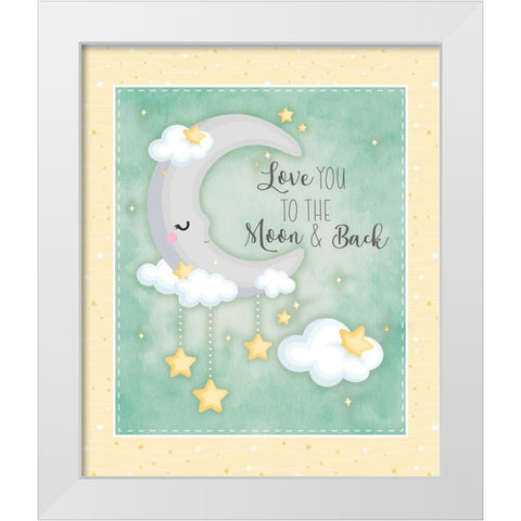 To the Moon and Back White Modern Wood Framed Art Print by ND Art