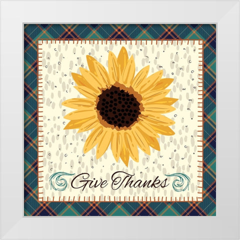 Give Thanks White Modern Wood Framed Art Print by ND Art