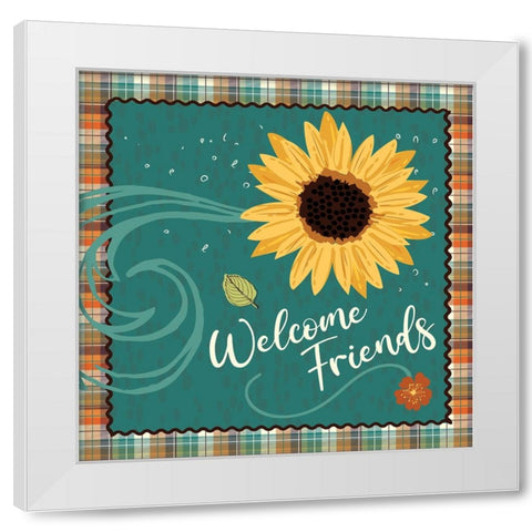 Welcome Friends White Modern Wood Framed Art Print by ND Art
