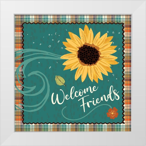 Welcome Friends White Modern Wood Framed Art Print by ND Art