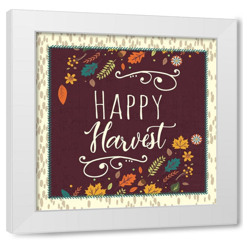 Happy Harvest White Modern Wood Framed Art Print by ND Art