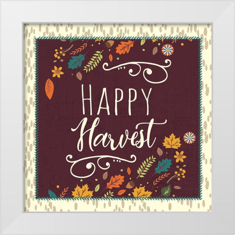 Happy Harvest White Modern Wood Framed Art Print by ND Art