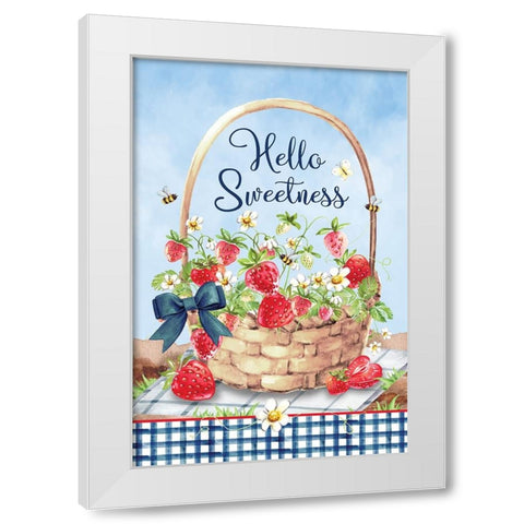 Hello Sweetness White Modern Wood Framed Art Print by ND Art
