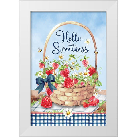 Hello Sweetness White Modern Wood Framed Art Print by ND Art