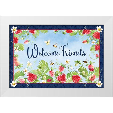 Welcome Friends White Modern Wood Framed Art Print by ND Art