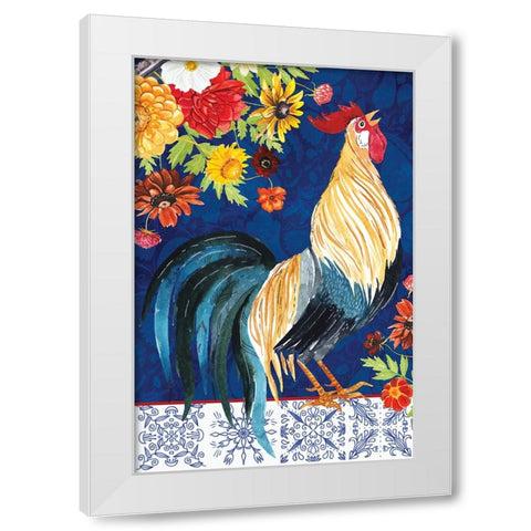 Rooster White Modern Wood Framed Art Print by ND Art