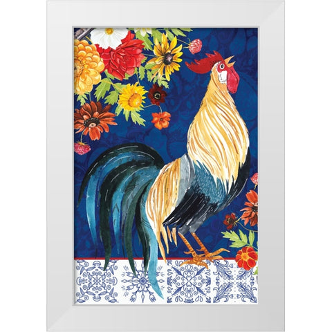 Rooster White Modern Wood Framed Art Print by ND Art