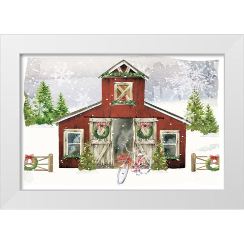 Country Christmas Barn II White Modern Wood Framed Art Print by ND Art
