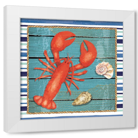 Lobster White Modern Wood Framed Art Print by ND Art