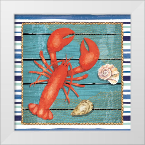Lobster White Modern Wood Framed Art Print by ND Art