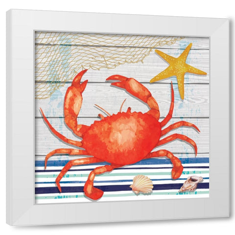 Crab White Modern Wood Framed Art Print by ND Art