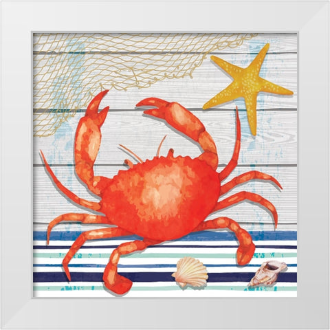 Crab White Modern Wood Framed Art Print by ND Art