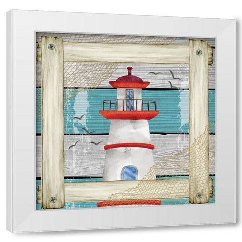 Lighthouse White Modern Wood Framed Art Print by ND Art